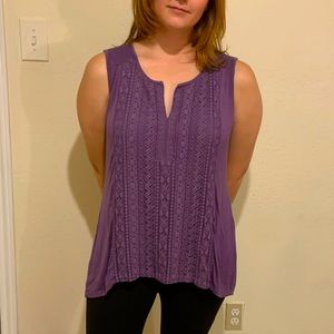 Classy Tank - Lacy Purple SUPER SOFT daily top - size M-L - long back - RXB